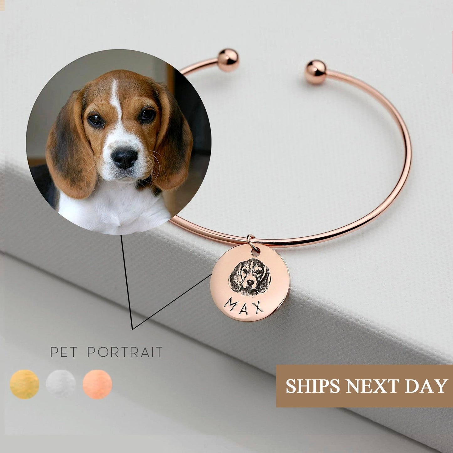 Pet Photo Charm Bangle – Open Wire Bracelet