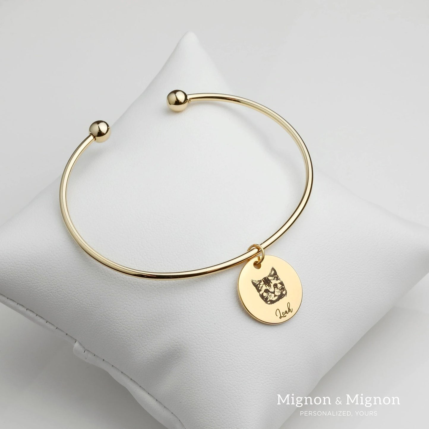 Pet Photo Charm Bangle – Open Wire Bracelet
