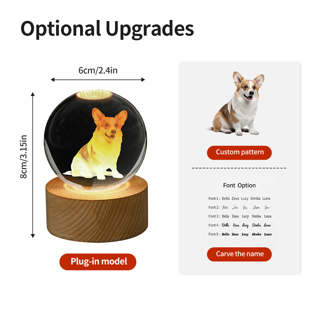 Custom Pet Crystal Night Light – Keep Their Memory Alive ✨