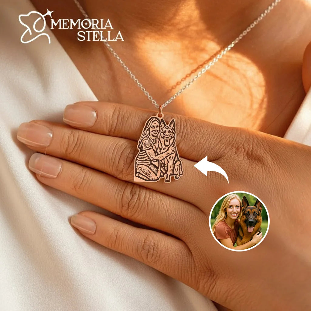 Pet Parents Gift Custom Pet Portrait Necklace