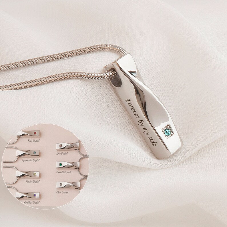 Personalized Twisted Bar Cremation Necklace UNK10