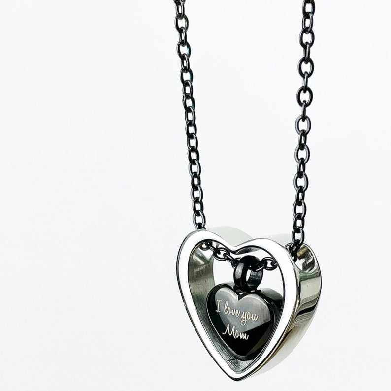 Custom Double Heart Ashes Necklace UNK06