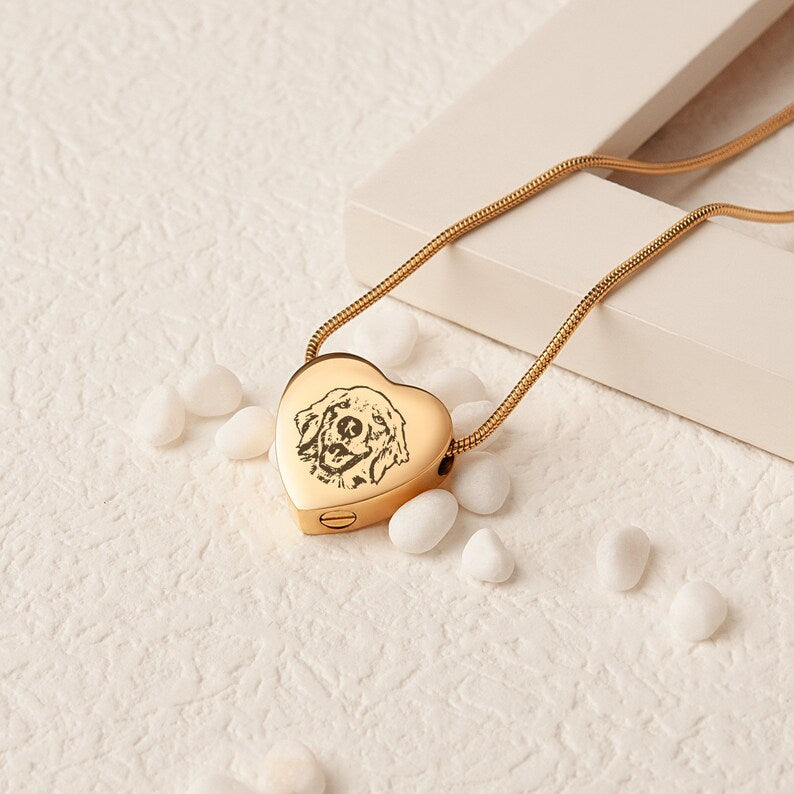 Custom Pet Heart Cremation Ashes Necklace UNK07
