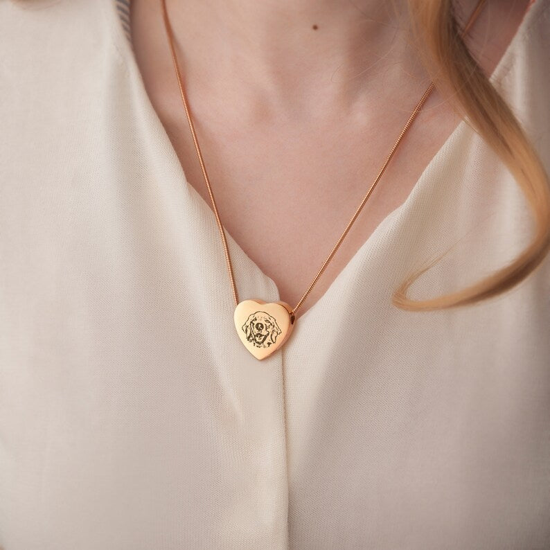 Custom Pet Heart Cremation Ashes Necklace UNK07
