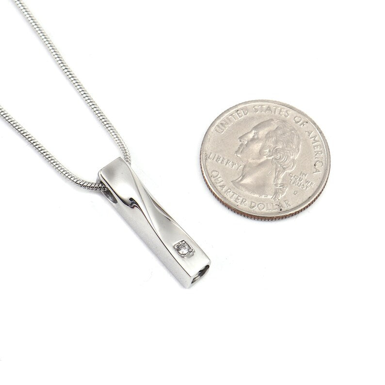 Personalized Twisted Bar Cremation Necklace UNK10