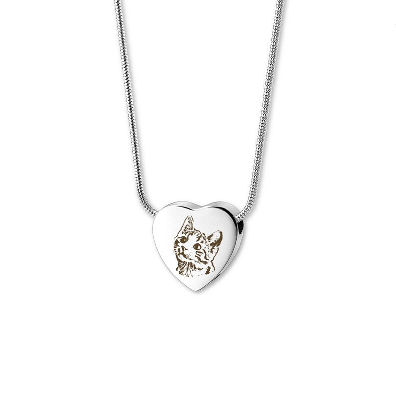 Custom Pet Heart Cremation Ashes Necklace UNK07