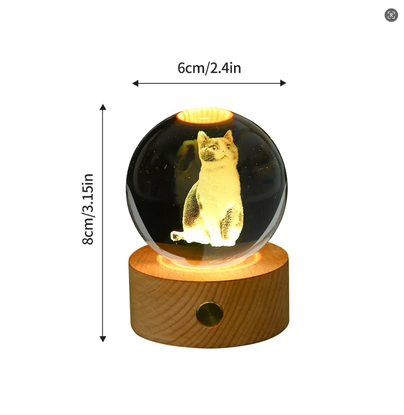 Custom Pet Crystal Night Light – Keep Their Memory Alive ✨