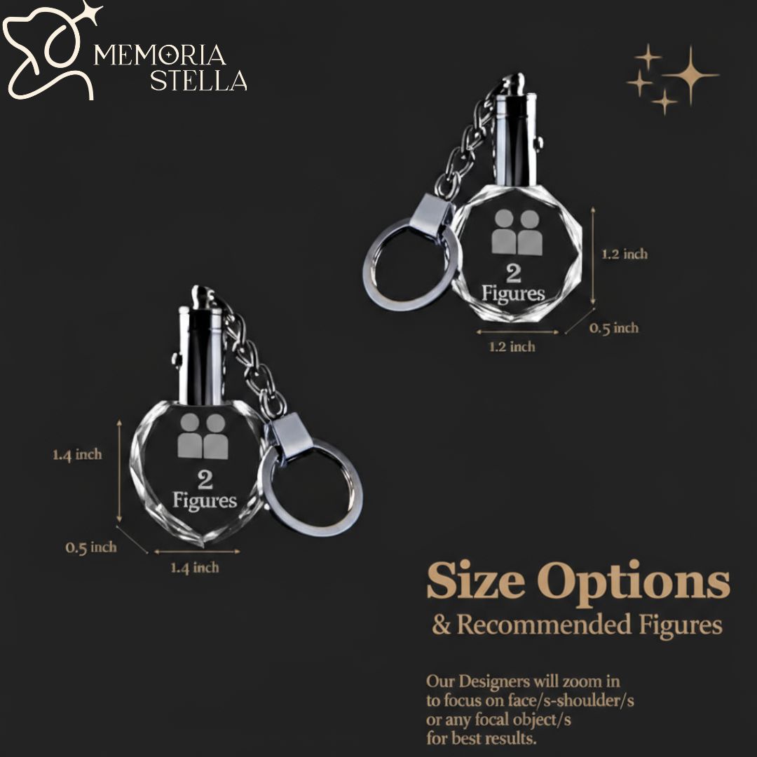 crystal keychain size chart and product details