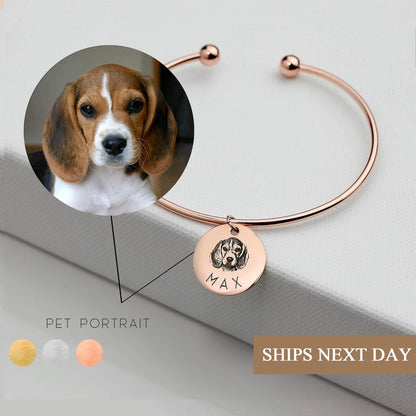 Pet Photo Charm Bangle – Open Wire Bracelet