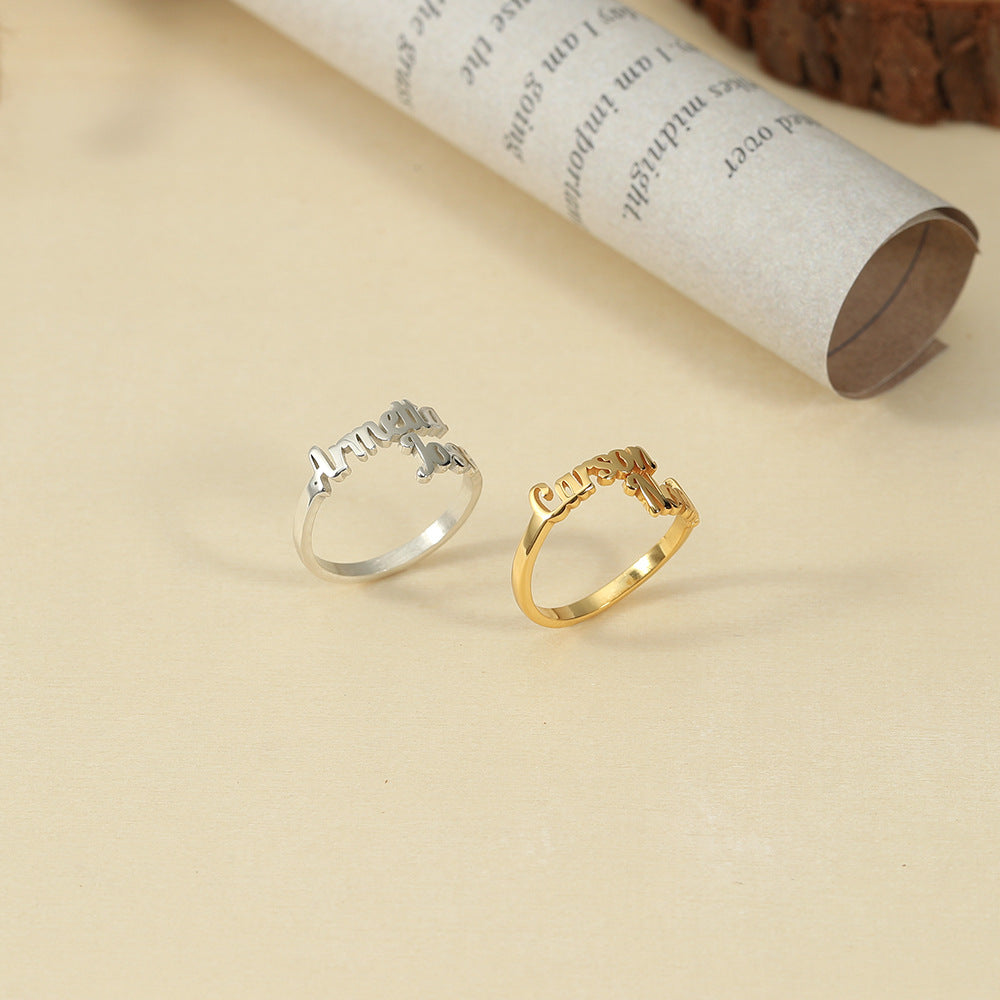 Double Name Ring – Personalized Script Adjustable