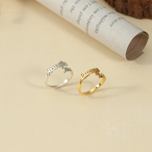 Double Name Ring – Personalized Script Adjustable