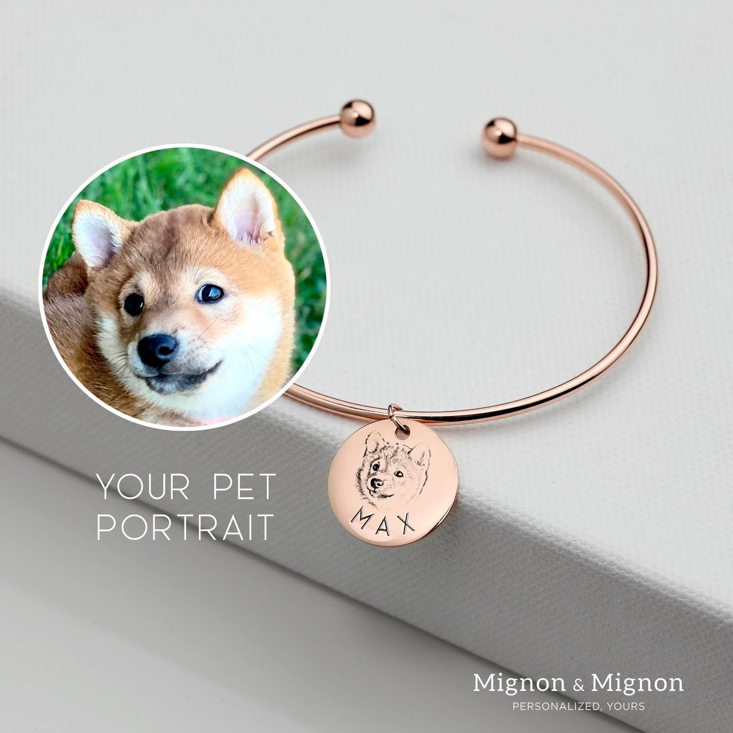 Pet Photo Charm Bangle – Open Wire Bracelet