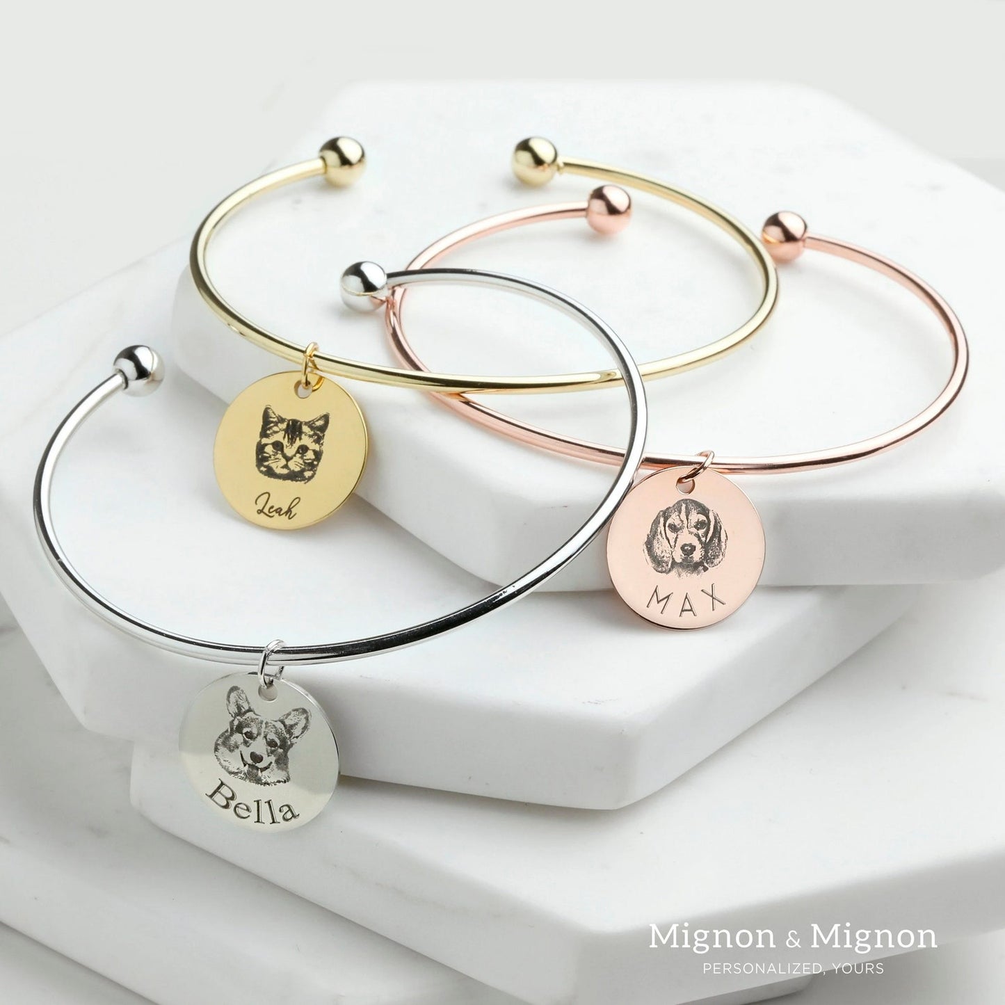 Pet Photo Charm Bangle – Open Wire Bracelet