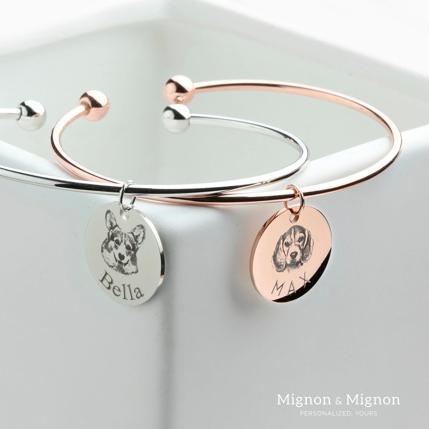 Pet Photo Charm Bangle – Open Wire Bracelet