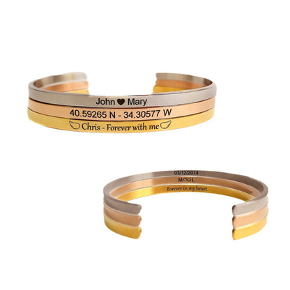 Engraved Cuff Bracelet – Personalized Open Bangle