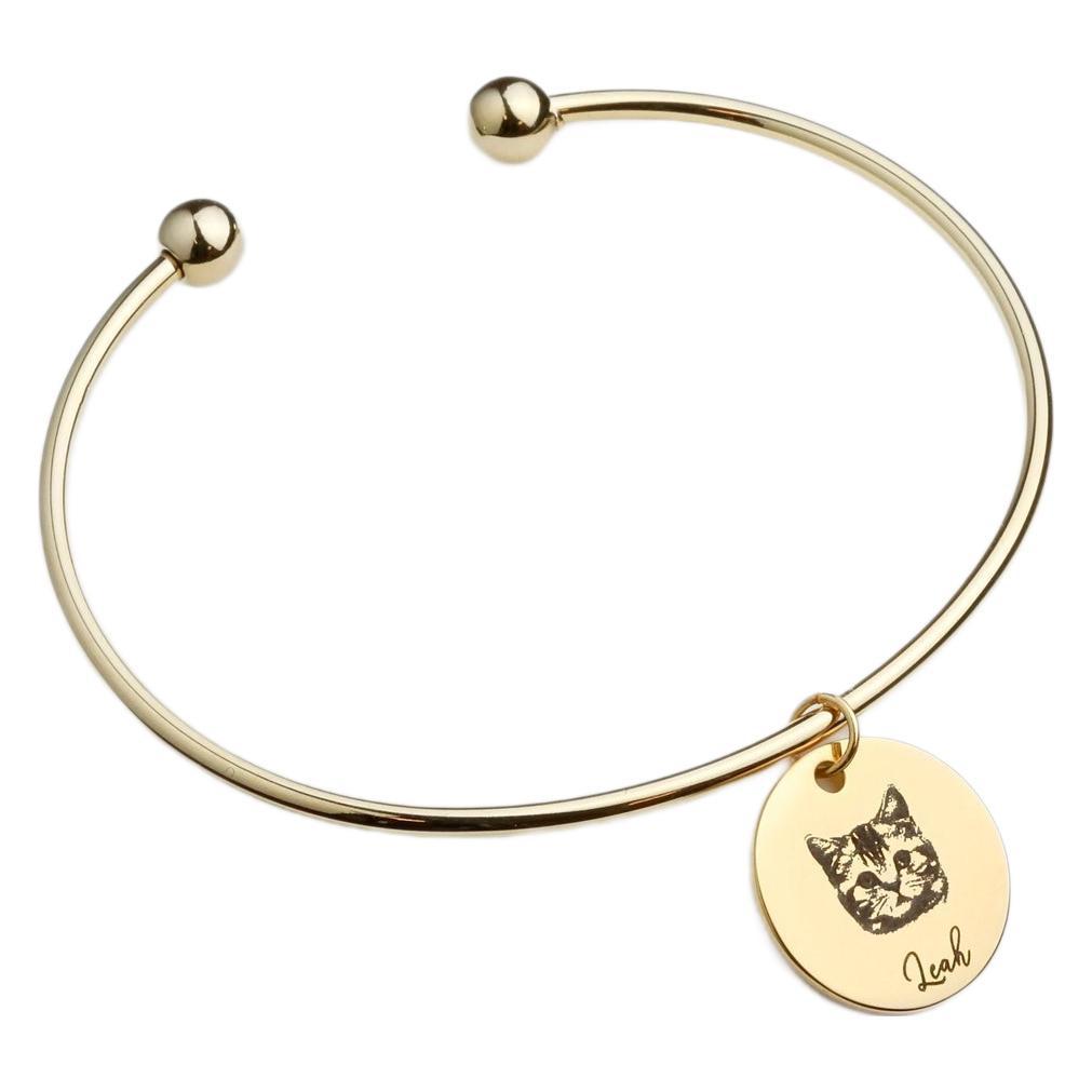 Pet Photo Charm Bangle – Open Wire Bracelet