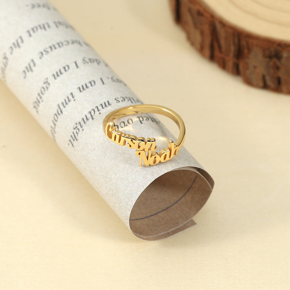 Double Name Ring – Personalized Script Adjustable