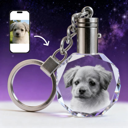 Personalized heart crystal keychain with custom photo engraving