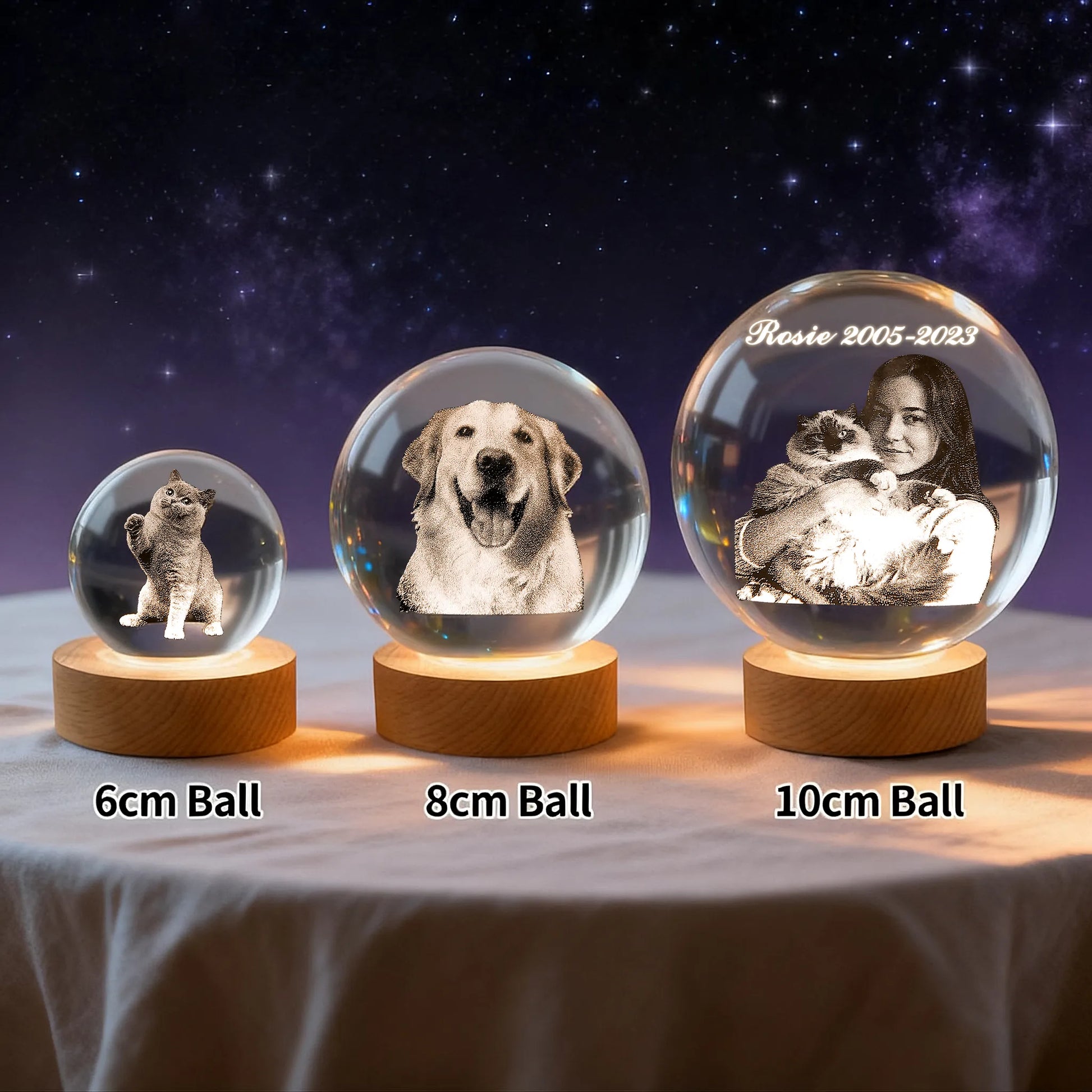 Personalized ball-shaped crystal lamp with size from 6cm to 10cm