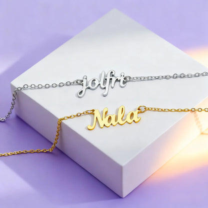 personalized name necklaces in gold and silver