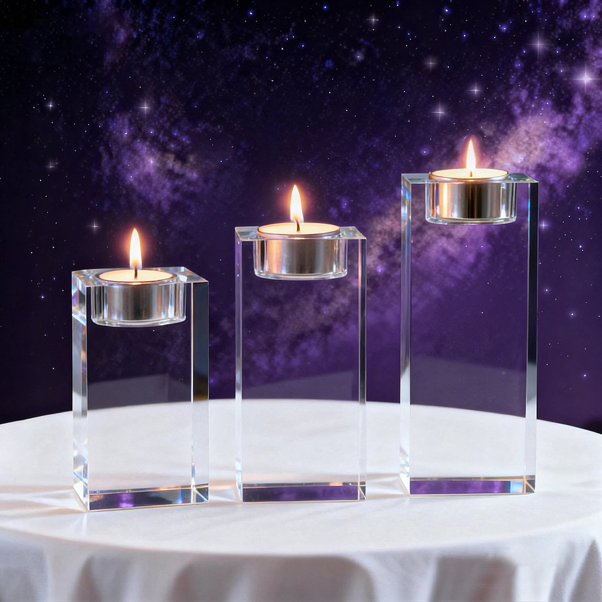 Square crystal candle holder size chart with dimensions in 8 10 12 cm