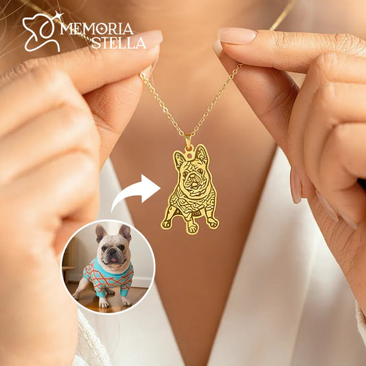 Custom Pet Portrait Necklace glod