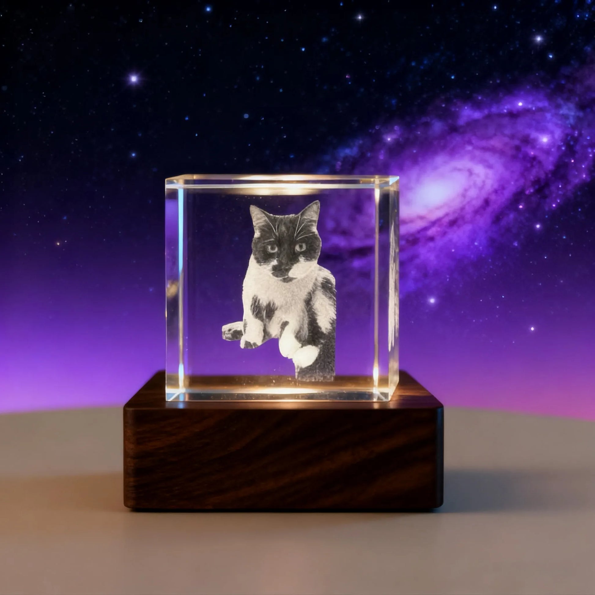 Minimal square crystal night light personalized keepsake for home decor