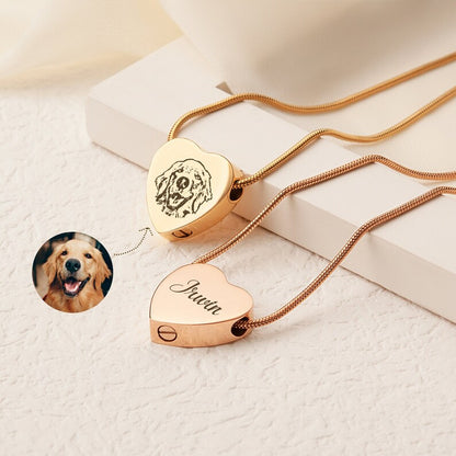 Custom Pet Heart Cremation Ashes Necklace UNK07