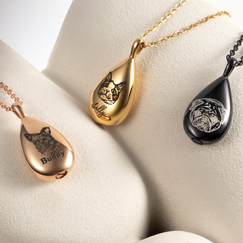 Custom Pet  Teardrop Cremation Ashes Necklace UNK11
