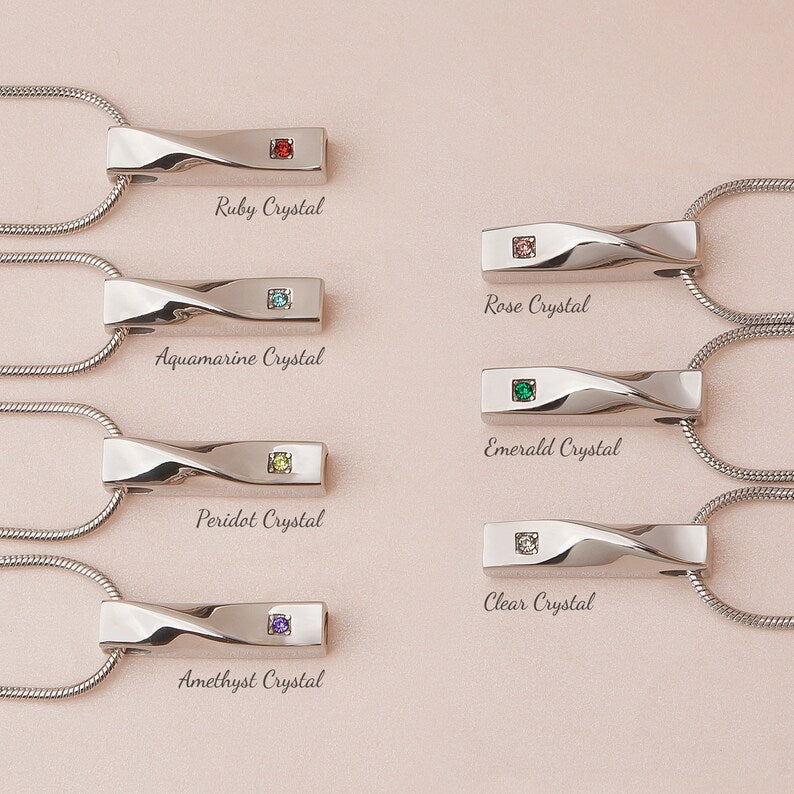 Personalized Twisted Bar Cremation Necklace UNK10