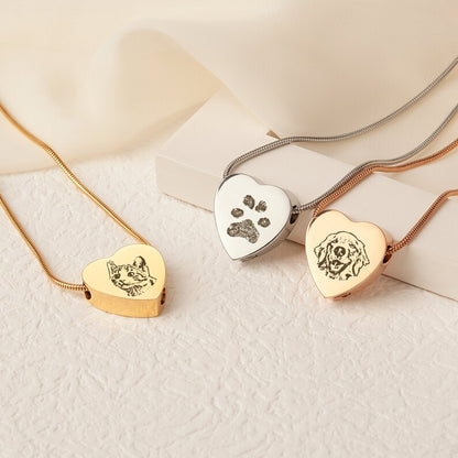 Custom Pet Heart Cremation Ashes Necklace UNK07