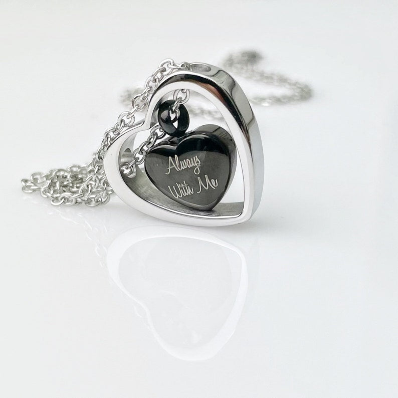Custom Double Heart Ashes Necklace UNK06