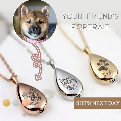 Custom Pet  Teardrop Cremation Ashes Necklace UNK11