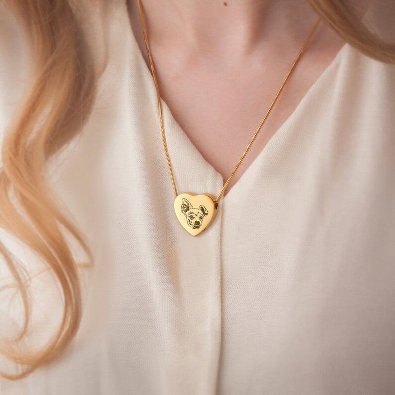 Custom Pet Heart Cremation Ashes Necklace UNK07