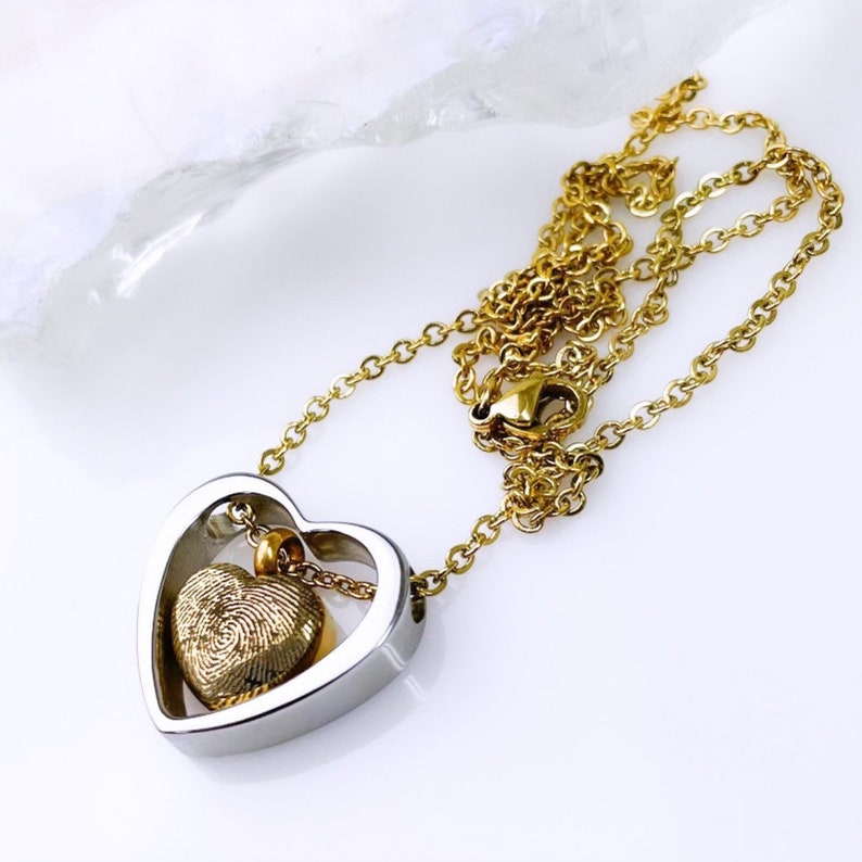 Custom Double Heart Ashes Necklace UNK06