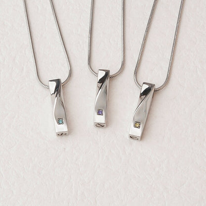 Personalized Twisted Bar Cremation Necklace UNK10