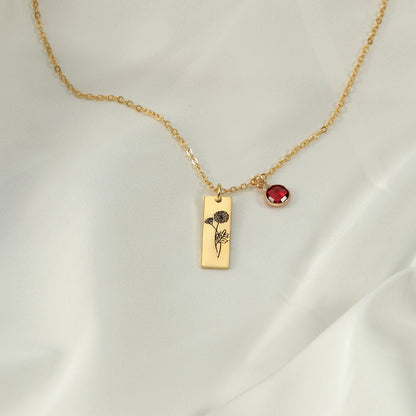 Sterling silver engraved bar necklace adjustable chain