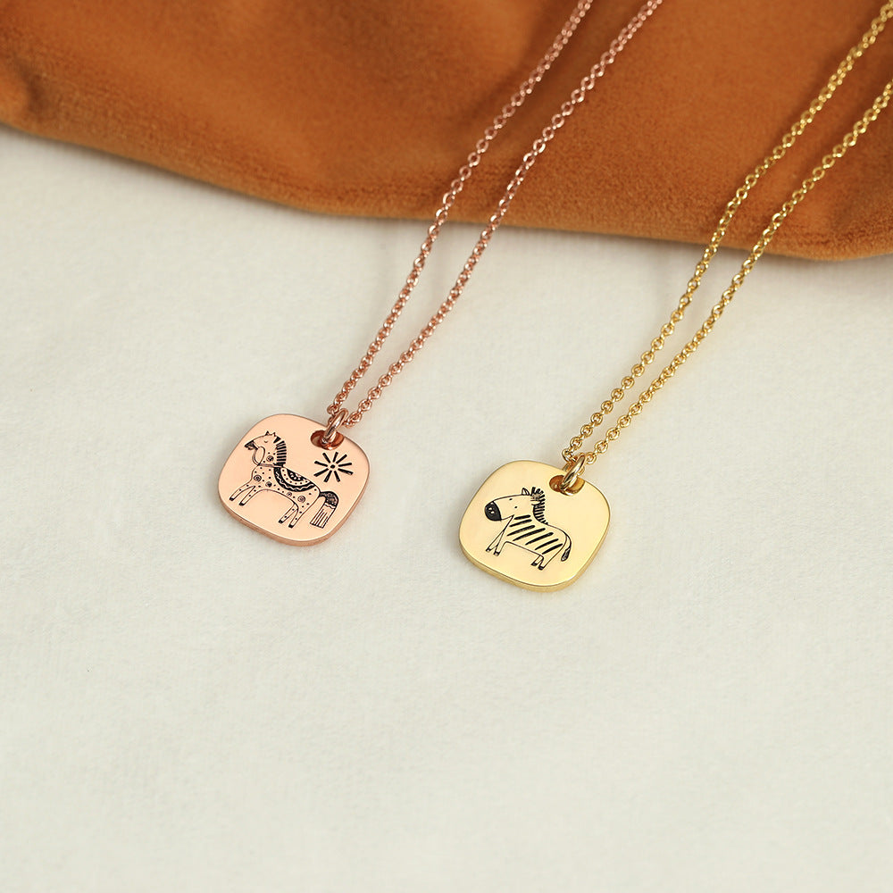 Sterling silver square pet portrait necklace adjustable chain