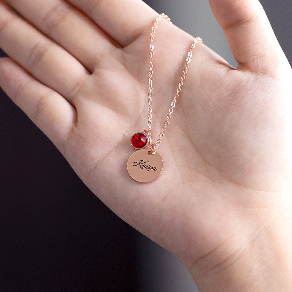 💎 Birthstone Disc Necklace– NK02