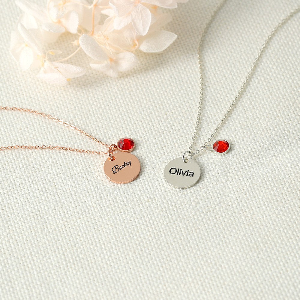 Minimal personalized disc pendant for birthday or memorial gift