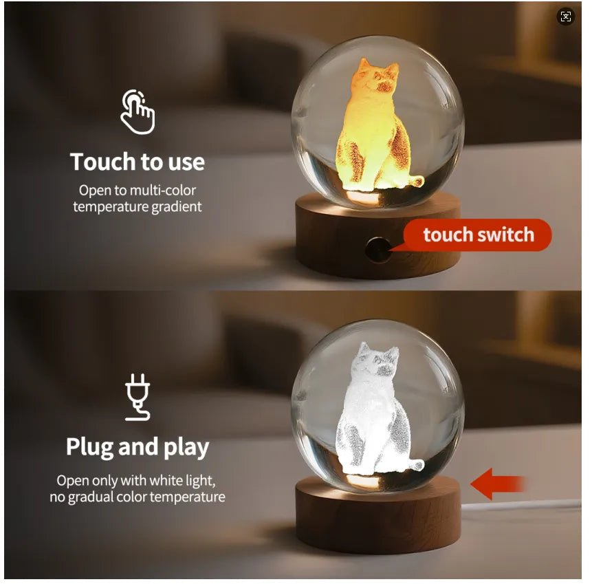 Custom crystal sphere night light base