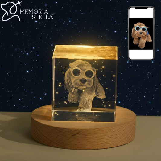 Custom square crystal night light engraved portrait sympathy gift