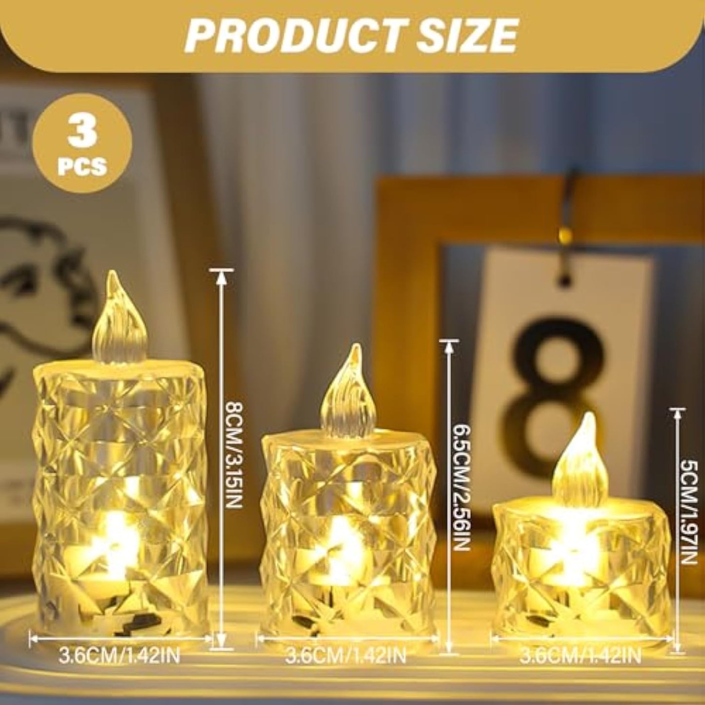 Flameless Candles with Switch 3Pcs